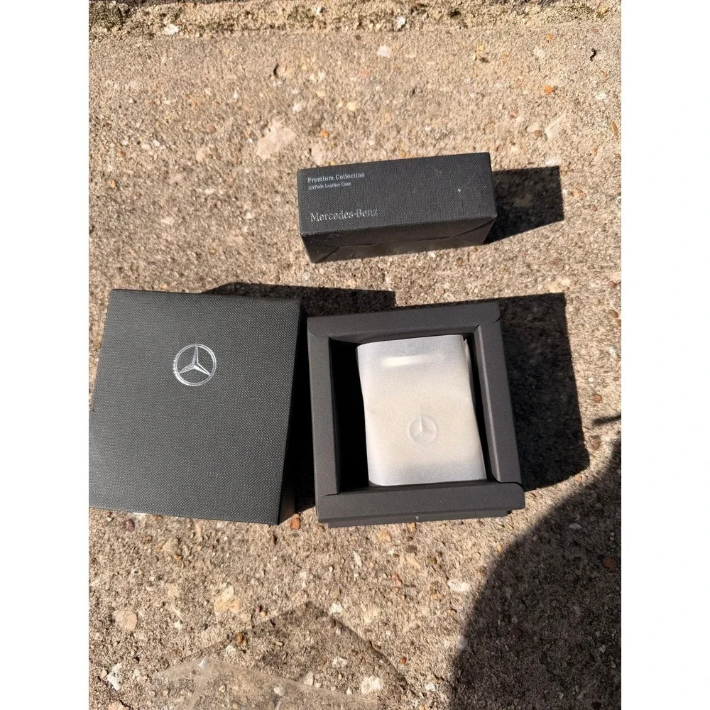 Mercedes-Benz D-Ring Leather Case Compatible with‎ Airpods (Storm Gray)
